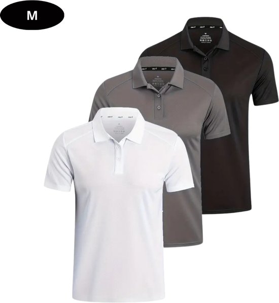 Nivard Golf Shirt Heren - T-shirt - Golfkleding - Golfen - Golf Accessoires - Polo Shirt - Zwart & Grijs & Wit - Maat M van Nivard