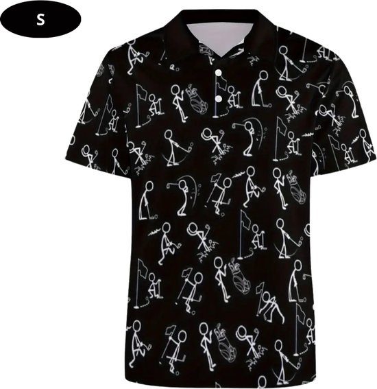 Nivard Golf Shirt Heren - T-shirt - Golfkleding - Golfen - Golf Accessoires - Polo Shirt - Zwart - Maat S van Nivard