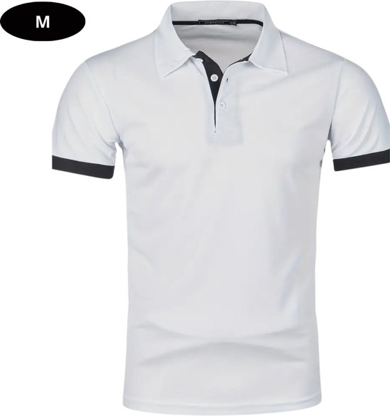 Nivard Golf Shirt Heren - T-shirt - Golfkleding - Golfen - Golf Accessoires - Polo Shirt - Zwart + Wit - Maat M van Nivard