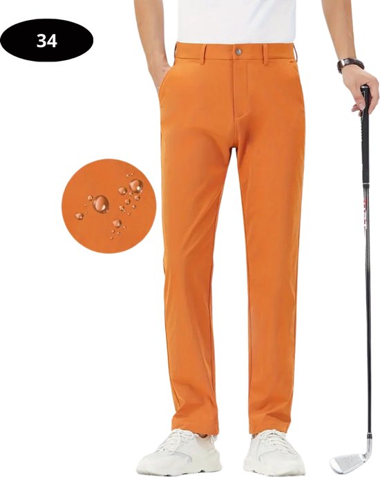 Nivard Golfbroek Heren - Golfkleding - Golfen - Golf Accessoires - Nette Pantalon - Rood Oranje L - Maat 50 van Nivard