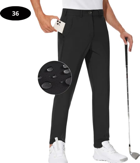 Nivard Golfbroek Heren - Golfkleding - Golfen - Golf Accessoires - Nette Pantalon - Zwart XL - Maat 52 van Nivard