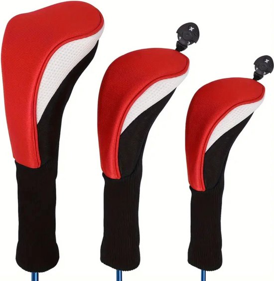 Nivard Golfclub Headcover - Covers - Beschermers - Golfset - Rood & Wit - 3 Stuks van Merkloos