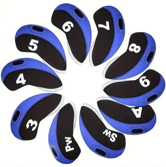 Nivard Golfclub Headcover - Covers - Beschermers - Golfset - Zwart & Blauw - 10 Stuks