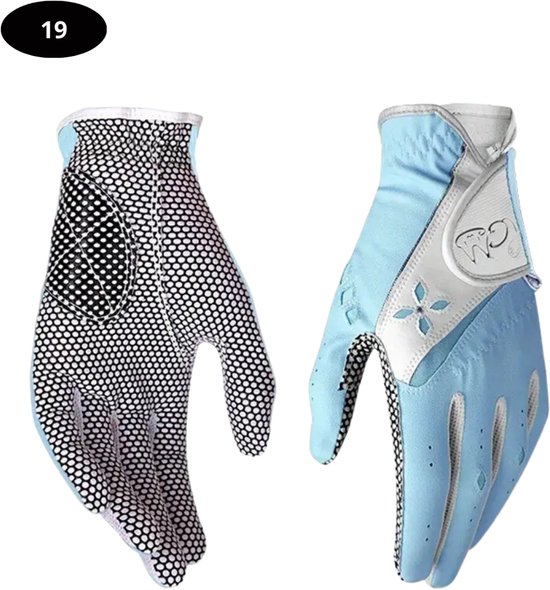 Nivard Golfhandschoenen 2 Stuks - Golf Accessoires - Handschoen AntiSlip - Dames - Blauw - Maat M van Nivard