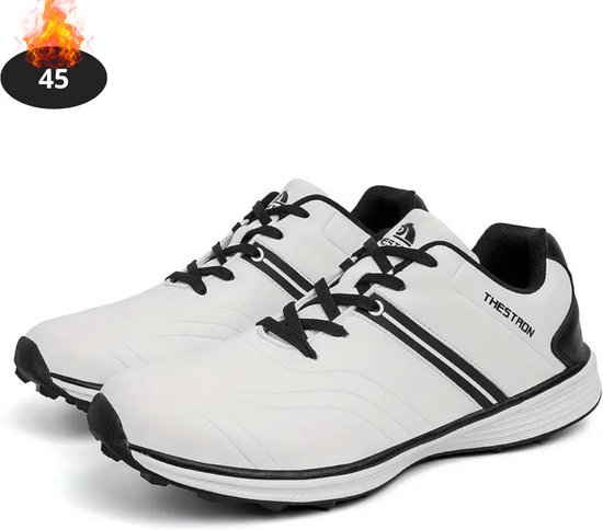 Nivard Golfschoenen Heren - Golfkleding - Golfschoenen Antislip - Waterdicht - Golfen - Wit/Zwart - 45 van Merkloos