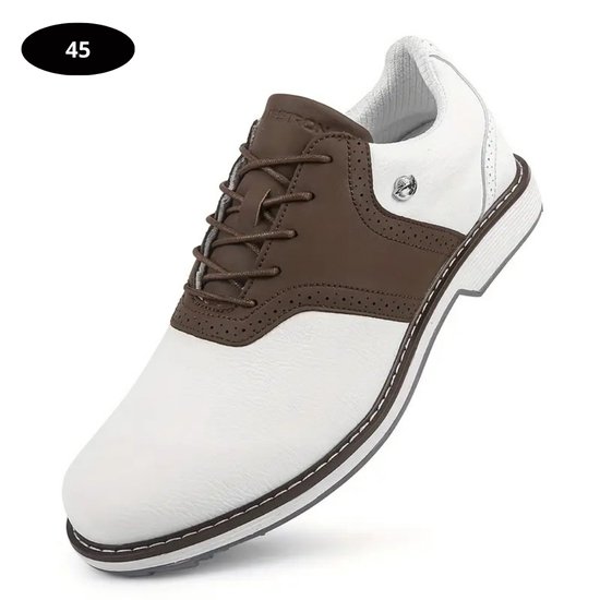 Nivard Golfschoenen Heren - Sneakers - Golfkleding - Golfschoenen Antislip - Waterdicht - Golfen - Bruin & Wit 45 van Nivard