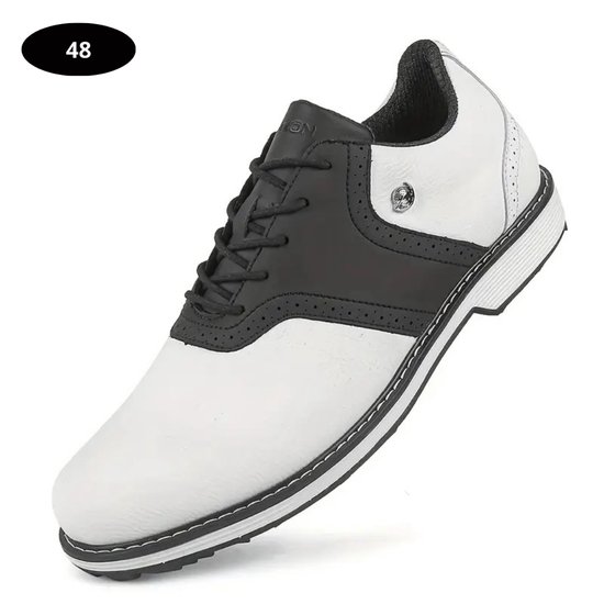 Nivard Golfschoenen Heren - Sneakers - Golfkleding - Golfschoenen Antislip - Waterdicht - Golfen - Zwart & Wit 48 van Merkloos