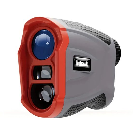 NOHAWK – Golf Afstandsmeter – 910 m Bereik – USB Oplaadbaar – Flag Lock & Trilsignaal – Toernooivriendelijk – Grijs/Rood van Merkloos