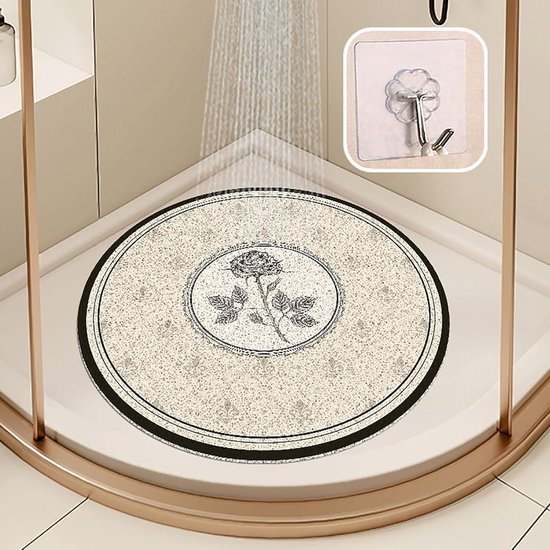 Non-slip Shower Mat Round Shower Mat Non-Slip Soft and Comfortable PVC, Mildew Resistant, High Water Permeability, Suitable for Round Shower Rooms, C, 80 x 80 cm