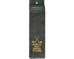 Nova Golf 'Born To Golf Forced To Work' Golfhanddoek - Grijs Geel van Nova Golf