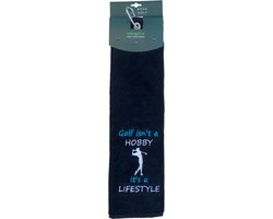 Nova Golf 'Golf Isn't A Hobby It's A Lifestyle' Golfhanddoek - Zwart van Nova Golf