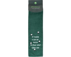 Nova Golf 'It Takes A Lot Of Balls' Golfhanddoek - Groen Wit van Nova Golf