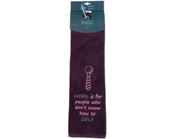 Nova Golf 'Work Is For People...' Golfhanddoek - Bordeaux Rood van Nova Golf