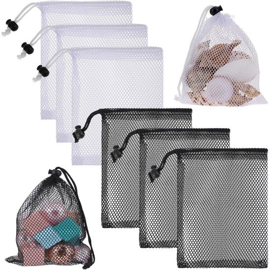 NTHProducts - Mesh Drawstring Bags - Opbergtassen voor speelgoed - 6 stuks - Multicolour - Handig voor reizen - Geschikt voor golfballen en snoep