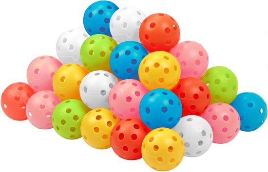 Oefen Golfballen - Hole Plastic Ballen - Golf Swing Oefenen - Beperkt Vliegbereik - 40 mm Diameter - Gemengde Kleuren