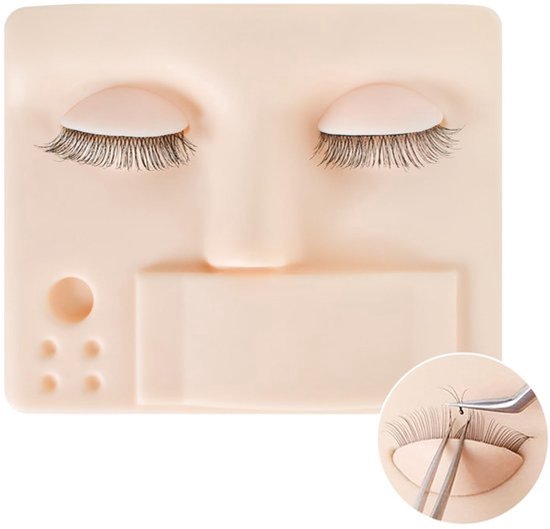Oefengezicht Siliconen - Wasbaar - Oefenhoofd Wimperverlenging - Lichtgewicht - 2 Stuks - 28 x 21 x 3,8 cm - Mannequin Hoofd