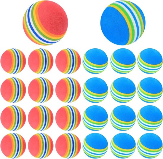 Oefengolfballen - Schuimrubberbal - Geschikt voor Beginners - Rood, Blauw - Golfballen Schuimrubber, Luchtballen Golf, Kinderen, Golftraining - 26 stuks