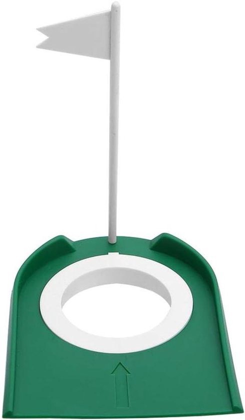 Oefenhulp Putting Cup - Golftraining - Verstelbaar - Plastic - Wit - Geschikt voor Golfers - Model 1 Putting Cup, Witte Flag Plastic Putting Cup voor Golftraining met Verstelbaar Gat.