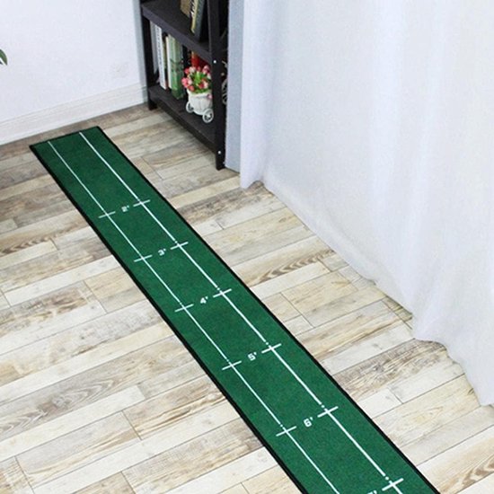 Oefenmat - Putting mat - Golf trainen - Ingebouwde lijn - 280x30 cm - Groen