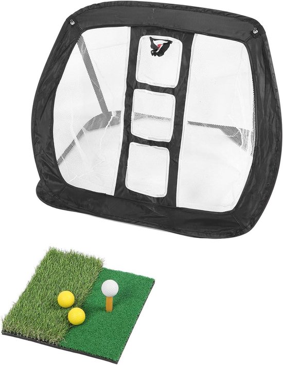Oefennet Golf - Golf Trainingsset - Swing Oefenen - Compleet met Mat Ballen - 1.21 kg - Zwart