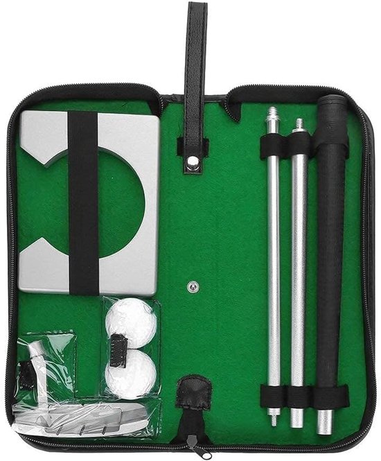 Oefenset Putten - Golf Putting Set voor Thuis - Golftrainingsmaterialen - Afneembaar - Complete Set met Ballen & Doel - Opbergtas & Rechtshandig