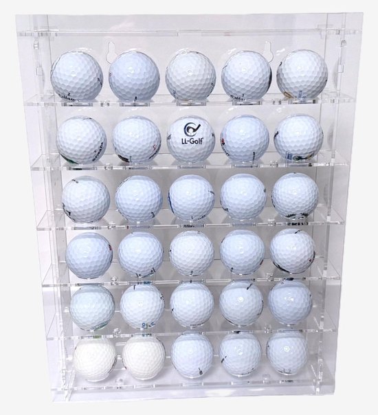 Omgoods - Acryl Display Rek voor 30 Golfballen - Presentatiebox voor Golfballen, Wand of Staande Montage