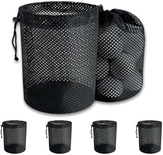Omgoods - Set van 6 Mesh Golfbal Opbergzakken met Trekkoord
