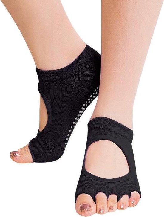 One Pair Open Toe Open Instep Anti-slip Sports Female Yoga Socks  Size: 34 - 39 (EUR)(Black) van Aolikes