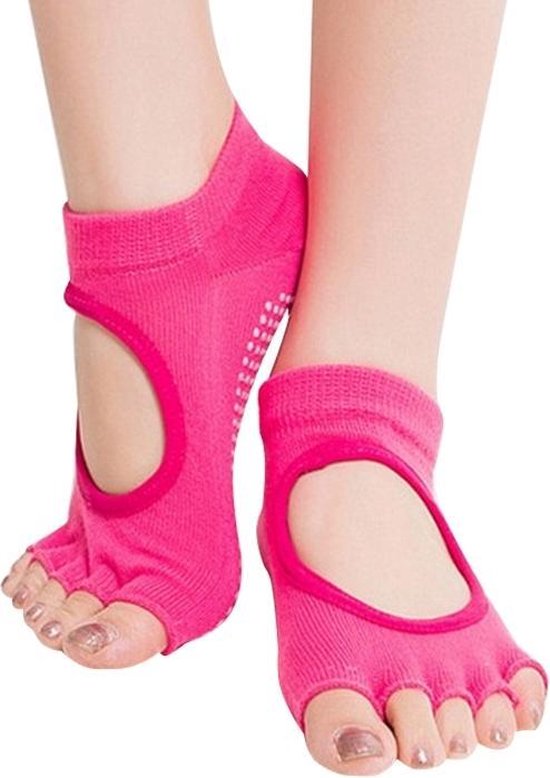 One Pair Open Toe Open Instep Anti-slip Sports Female Yoga Socks  Size: 34 - 39 (EUR)(Magenta) van Decathlon