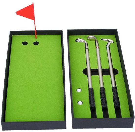 ONF3 - Mini Desktop Golf Pen Set - Geschenkset voor Golfer Fans - Met Golfballen en Vlag - Creatief Kantooraccessoire - Perfect Cadeau voor Golf...