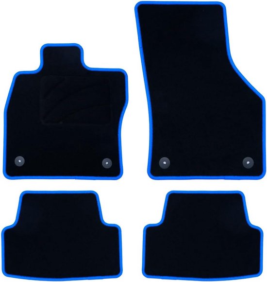 Op Maat Gemaakte Auto Matten voor Volkswagen Golf 7 (2012-2019), Set van 5, Blauwe Accentstrepen