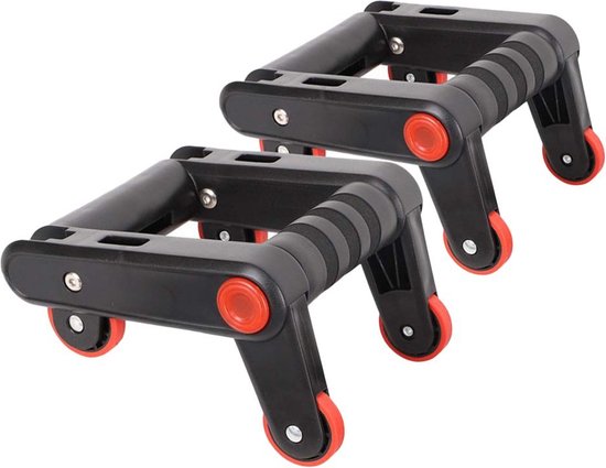 Opdruksteunen Set Met Wielen - Rolhandvatten + 2X kniematten - Push Up Bar - Ab Roller - Push Up Grips - Buikspiertrainer