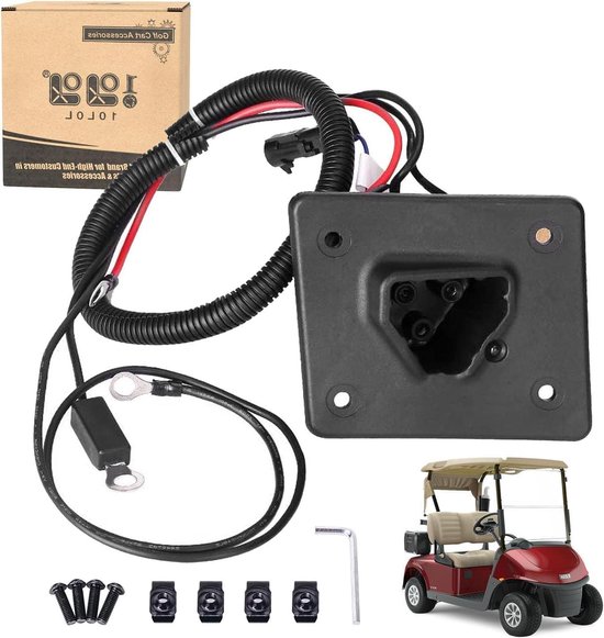 Oplader Contactdoos - Golfkar Onderdeel - Batterijen Opladen - Origineel Onderdeel Nummer - 48 Volt - Zwart
