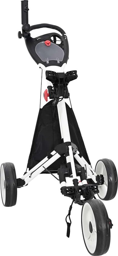 Opvouwbaar, van aluminium, lichte golftrolley voor golfuitrusting, 100 x 69 x 114 cm, zwart