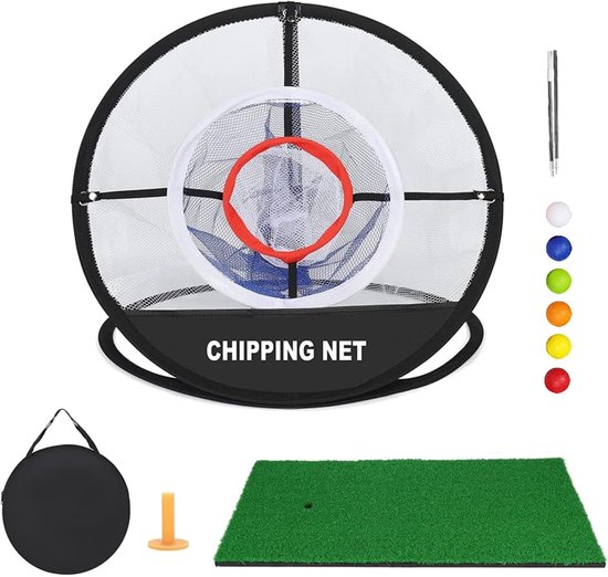 Opvouwbare Golf Chipping Net met Tee, Afslagmat & 6 ballen - Oefen Set Golf Swing - Nylon van Premiumgolf