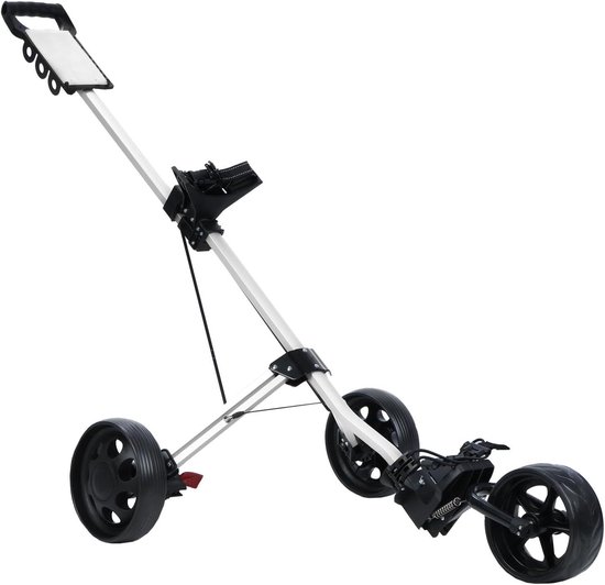 Opvouwbare Golfkar - Golftrolley Golfduwkar - Soepel Golfen - Lichtgewicht Aluminium Frame - 34"x10" - Wit
