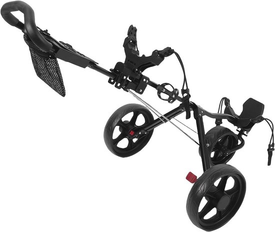 Opvouwbare Golftrolley - 3-wiel trolley Duwkar - Golfen Ondersteunen - Snel Opvouwbaar Mechanisme - 82 x 30 x 26 cm