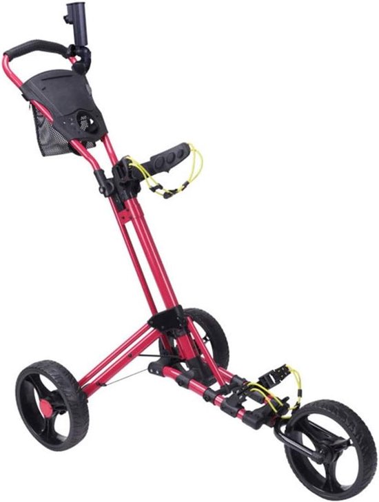 Opvouwbare Golftrolley - Driewieler Kar - Golfen Vervolgen - Inclusief Accessoireshouder - N.v.t. - Rood
