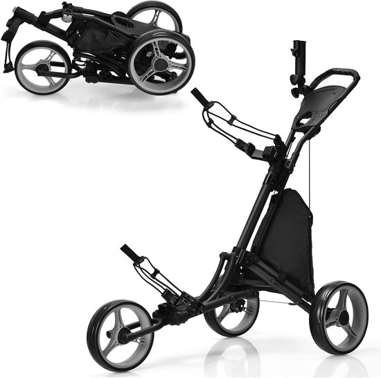 Opvouwbare Golftrolley - Golf Push Cart - Sport & Outdoor - Voetrem en Parapluhouder