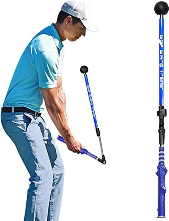 Opvouwbare golfvliegtrainer - Golfswing houdingcorrector - Telescoopvliegstok - Blauw van Decathlon