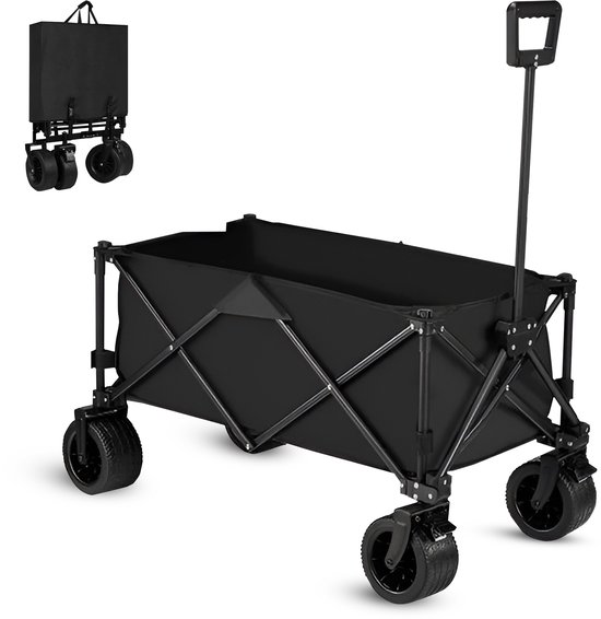 Outbee Bolderkar - Bolderkar Opvouwbaar - Bolderwagen - 120Liter Inhoud - Met Wielslot- 120kg Draagvermogen - Zwart van Outbee