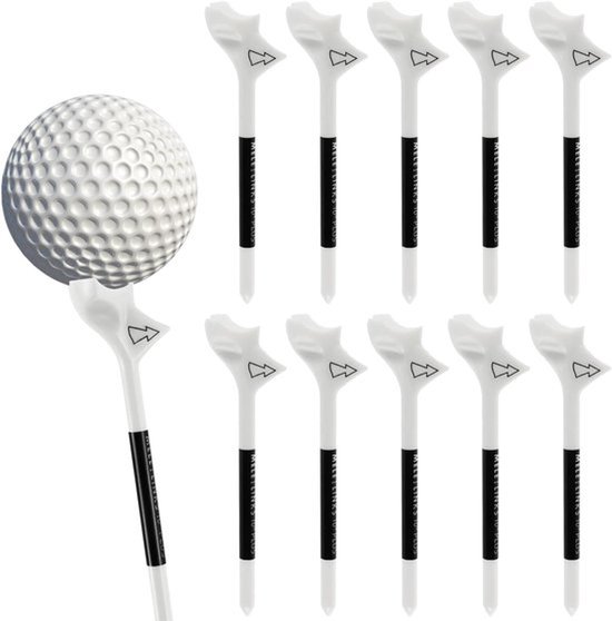 Pack van 10 Herbruikbare Golf Tees - Gemaakt van Plastic - Slijtvast - 10 Graad Golfbal - Verminder Zijdelingse Rotatie van Wrijving - Langdurige Stabiliteit - Voor Golfbaan
