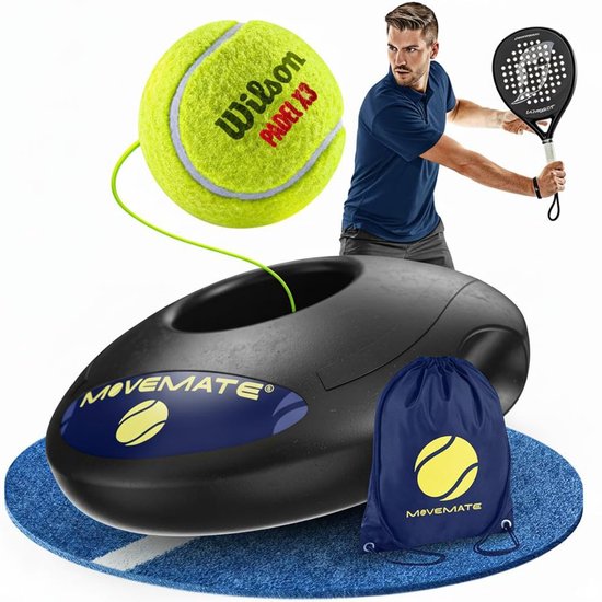 Padel Trainer – Solo Trainingsapparaat met Bal – Elastisch Koord & Watergevulde Basis – Antraciet
