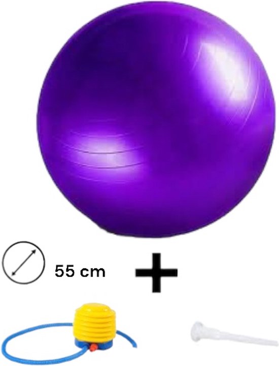 Padisport - Yoga Bal - 55 Cm - Zwangerschapsbal - Yoga Bal Inclusief Pomp - Fitnessbal - Pilates Bal - Yoga Bal Paars - Yoga Bal 55 Cm - Yoga - Fitness - Paars van Padisport