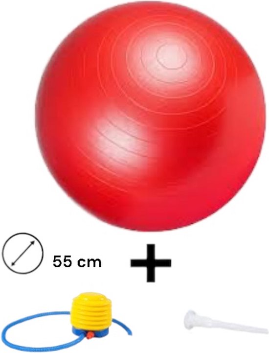 Padisport - Yoga Bal - 55 Cm - Zwangerschapsbal - Yoga Bal Inclusief Pomp - Fitnessbal - Pilates Bal - Yoga Bal Rood - Yoga Bal 55 Cm - Yoga - Fitness - Rood van Padisport