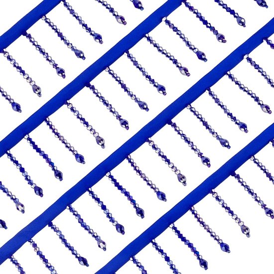 PandaHall 2 m blauwe kralen franje trim, 5,6 cm breed kristal kralen kwastje lint naaien stof kleding rand versiering voor naaien, danskostuum, jurk, huisdecoratie, gordijn decoratie van pandahall