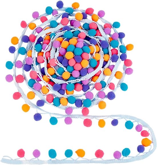 PandaHall 5.5M Pompoms Bal Fringe Trim 20mm Kleurrijke Trim Fringe Pompons Linten Naaien Lint Kwastje Kant Lint Voor Naaien Kussen Kleding Diy Ambachten Party Thuis Gordijn Decoratie