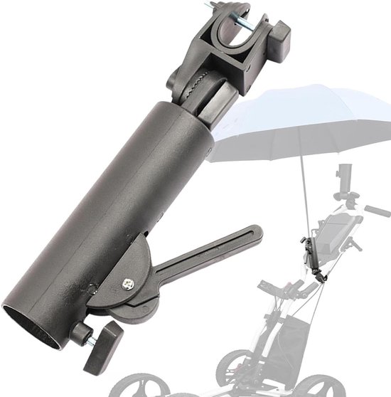 Parapluhouder Golfkar - Accessoire Duwkar - Bescherming Regen - Dubbel Sluitingssysteem - 23.5 cm Lengte - Zwart