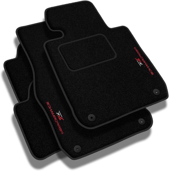 PERFORMANCE Personalized Velour Car Floor Mats Volkswagen Golf VII 2012-2020 - Standard, Perforated, Red-White -Precise CNC Embroidery, Design Perforated Piping, Car Floor