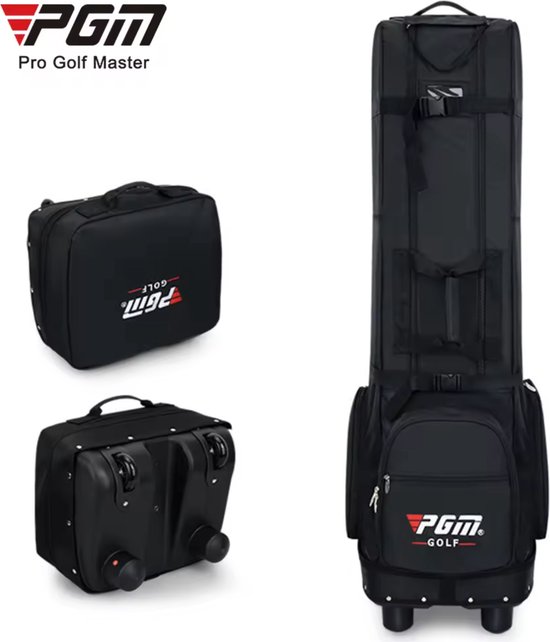PGM Golf Reistas - Golfreistas - Opvouwbare Verrijdbare Reiskoffer met Hardcase Onderkant - Zwart van PGM